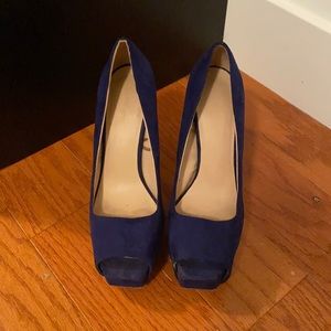 Zara blue suede like peep toe heels